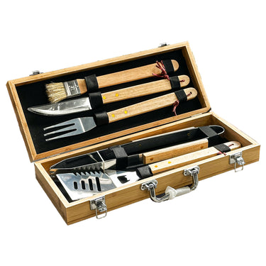 Wooden Bamboo BBQ Set Box & Tools Gift Set